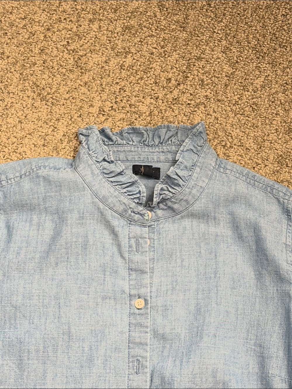 Jcrew chambray Blue Ruffle Collar Shirt large - Picture 2 of 2